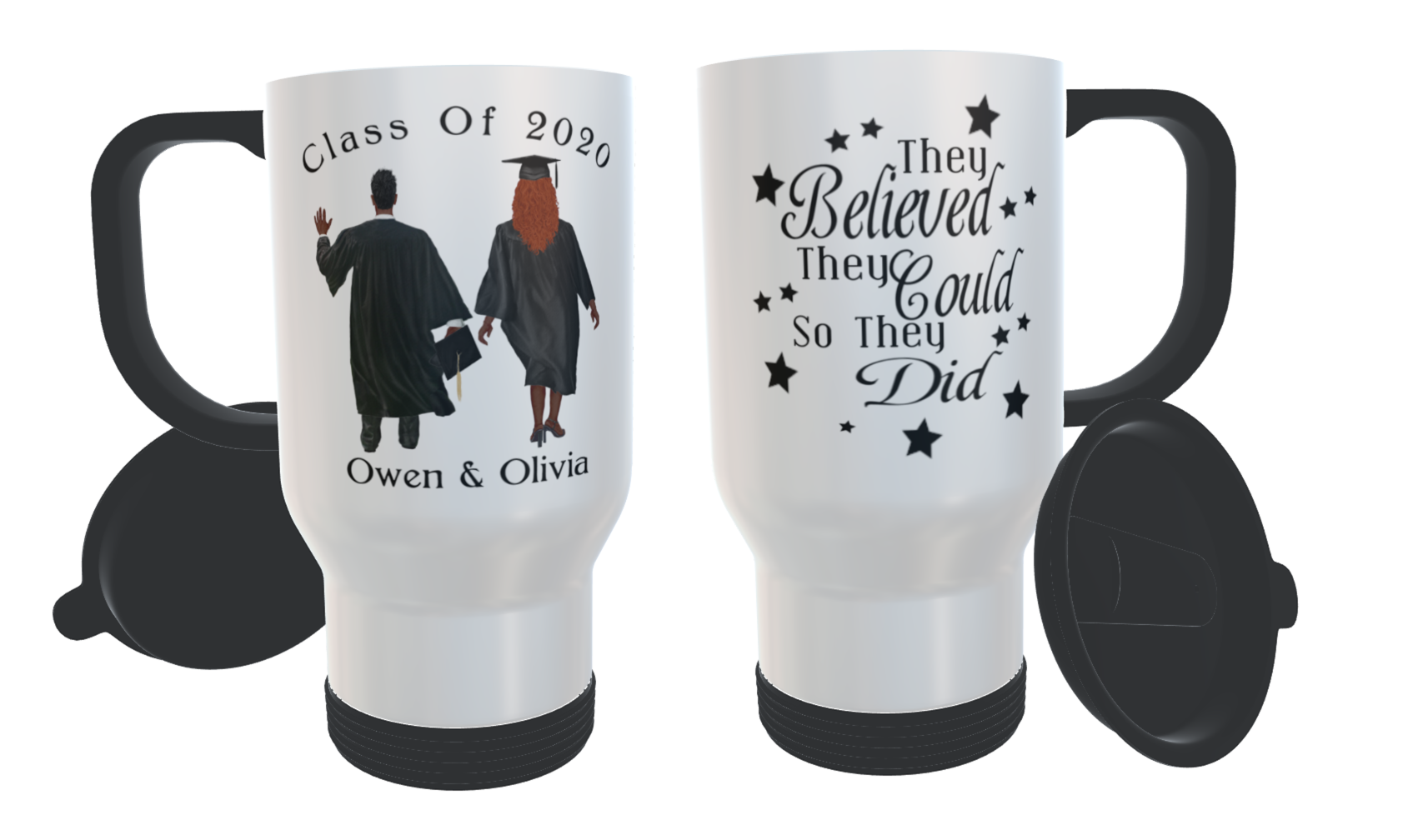 Graduation Travel Mug Male and Female Students, - Click Image to Close